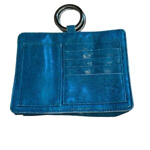 Pouchee Blue Leather Purse Insert/Organizer Wallet